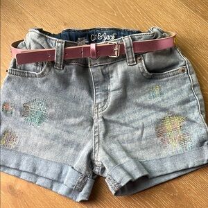 Cat & Jack Denim Shorts with Pink Belt